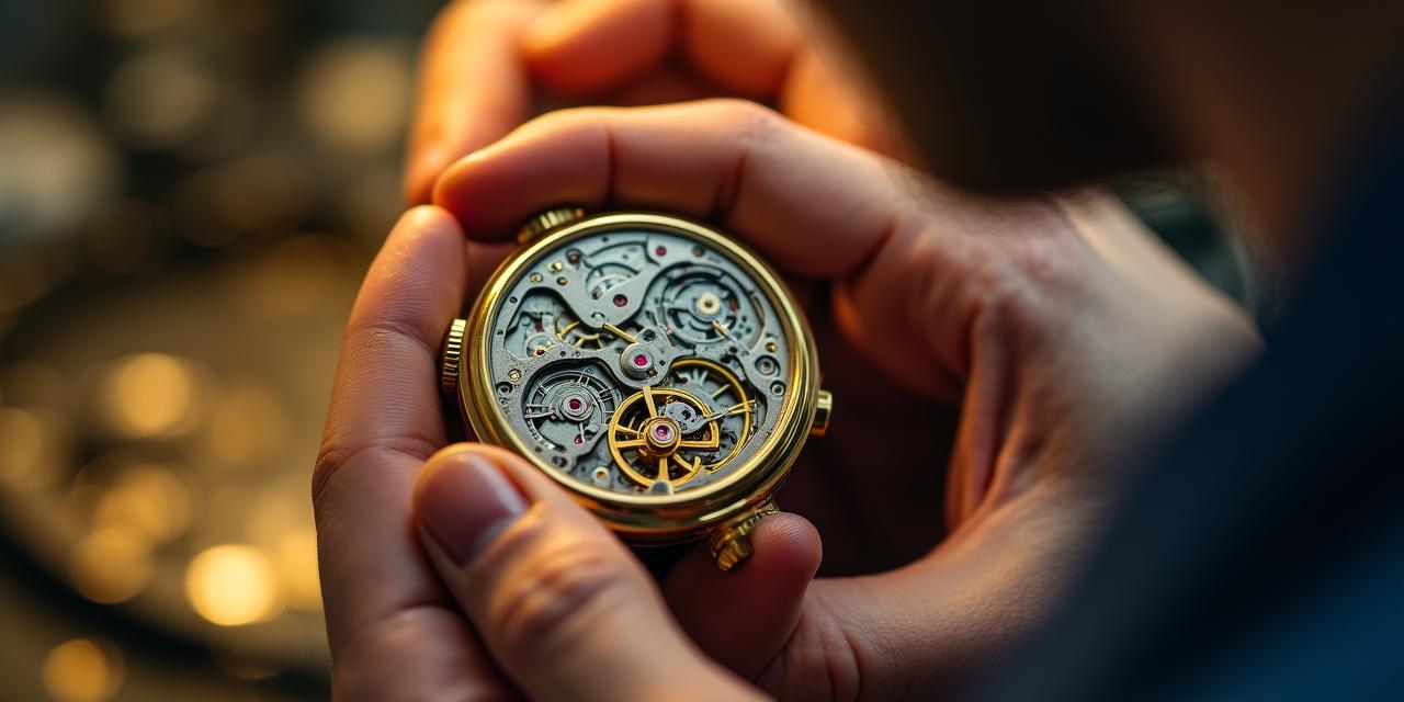 A master horologist inspecting a vintage mechanical movement with a loupe